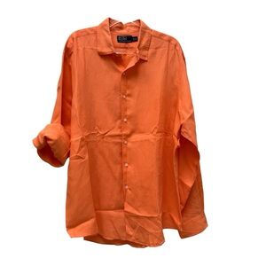 Polo Ralph Lauren 100% Linen Long Sleeve Shirt Tropical Preppy Boho Miami Vice